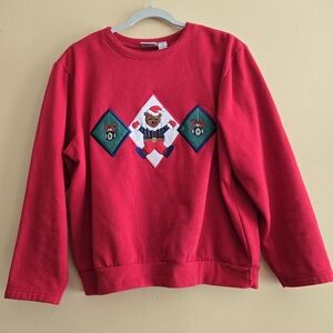Vintage Embroidered Teddy Bear Christmas Sweater